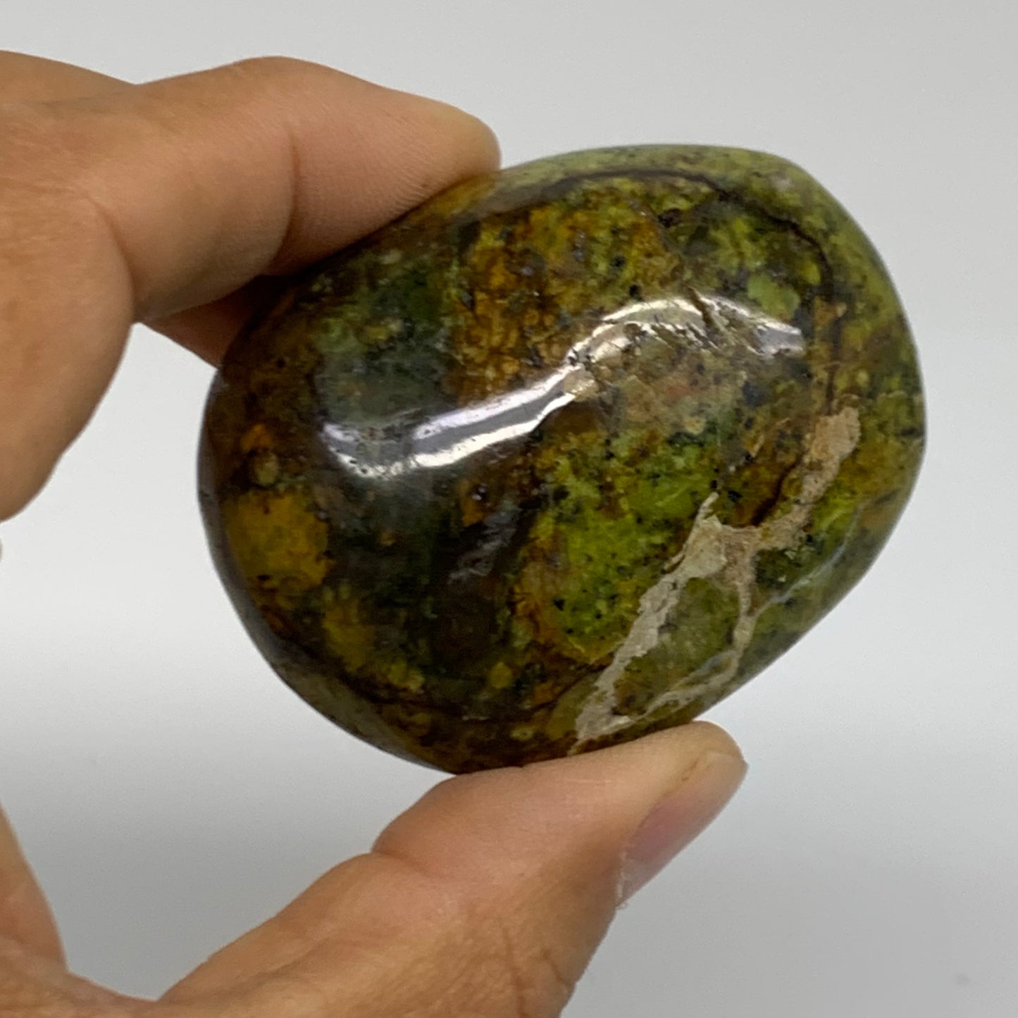 235.8g, 2"-2.2", 3pcs, Green Opal Crystal PalmStone Polished Reiki, B38322