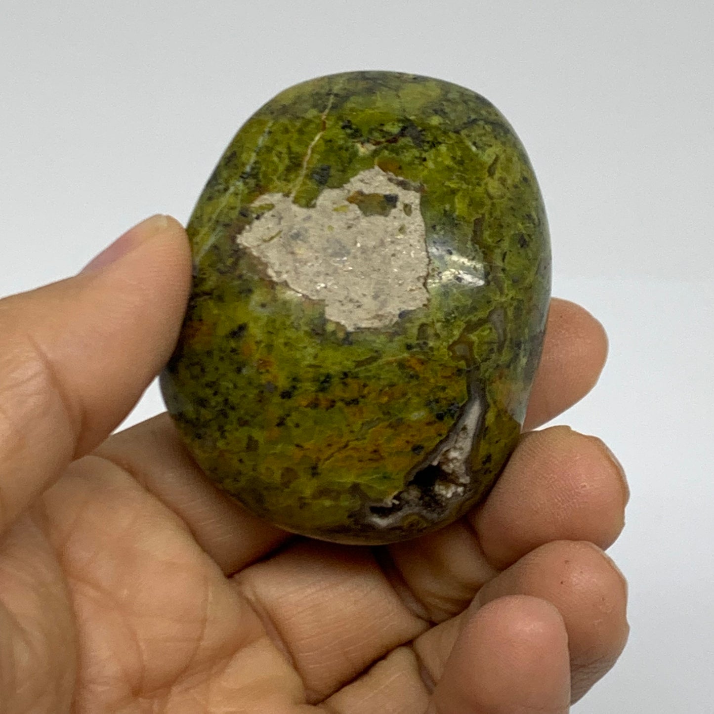 235.8g, 2"-2.2", 3pcs, Green Opal Crystal PalmStone Polished Reiki, B38322