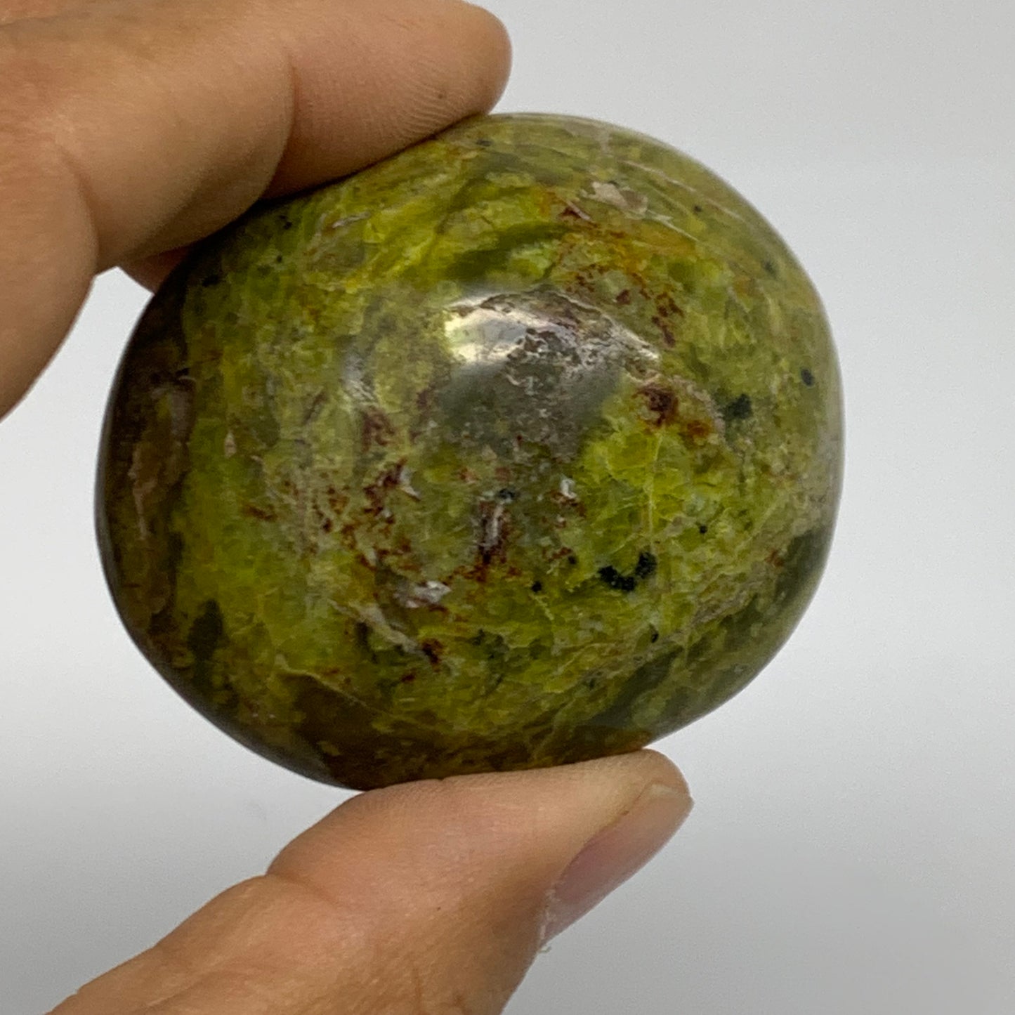 235.8g, 2"-2.2", 3pcs, Green Opal Crystal PalmStone Polished Reiki, B38322