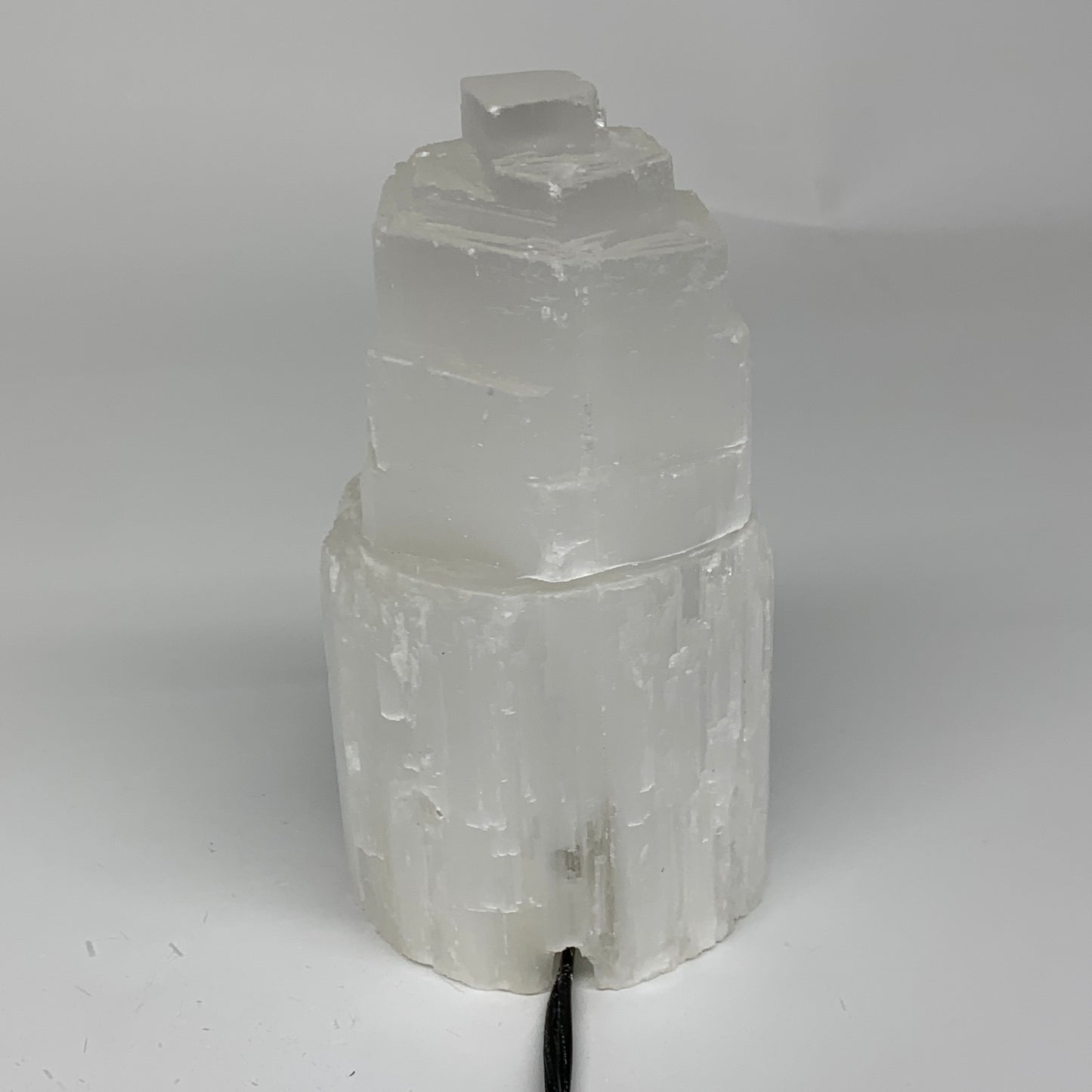 2 lbs, 6"x3", Raw Rough Selenite (Satin Spar) Lamp Tower, 6ft Chord, B35879