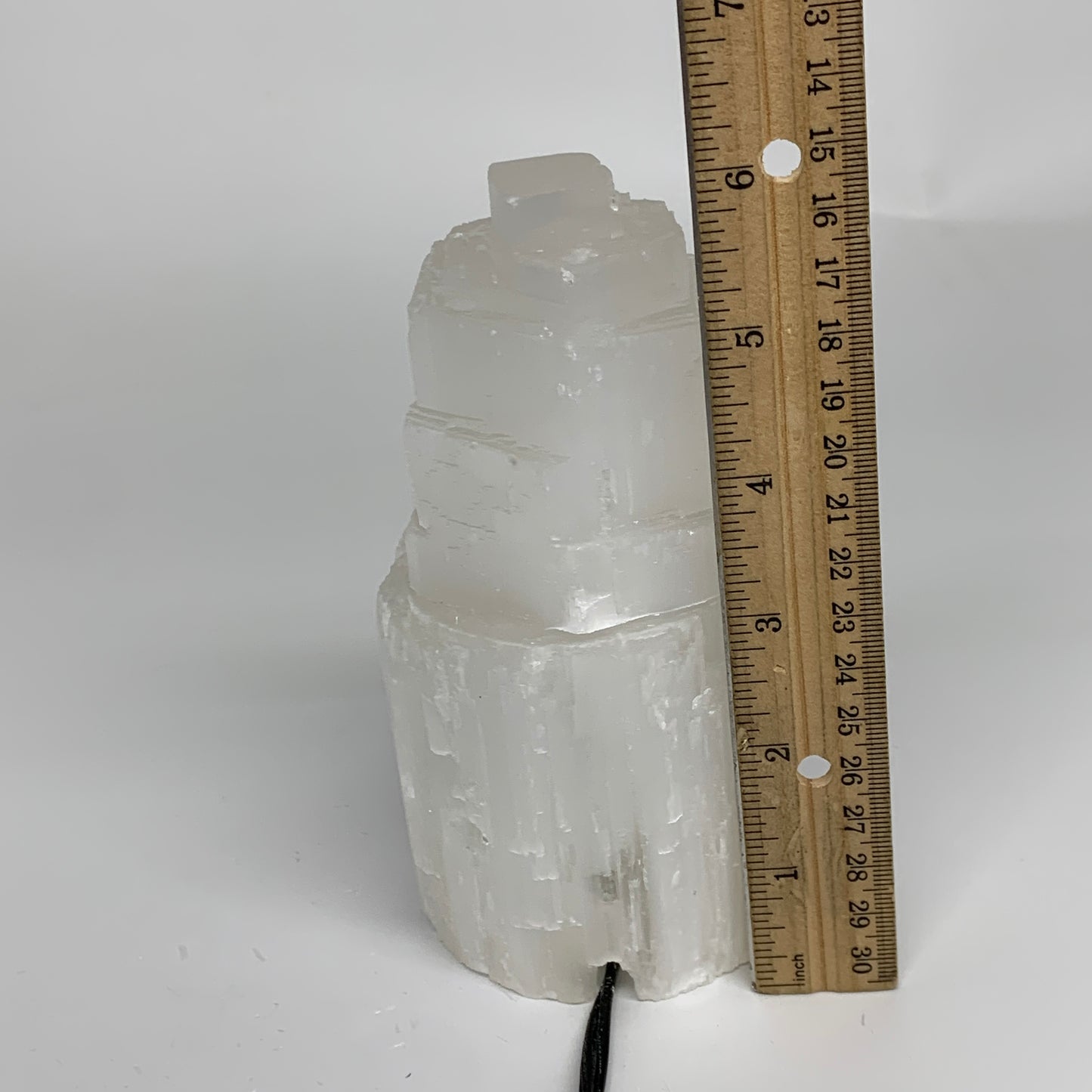 2 lbs, 6"x3", Raw Rough Selenite (Satin Spar) Lamp Tower, 6ft Chord, B35879
