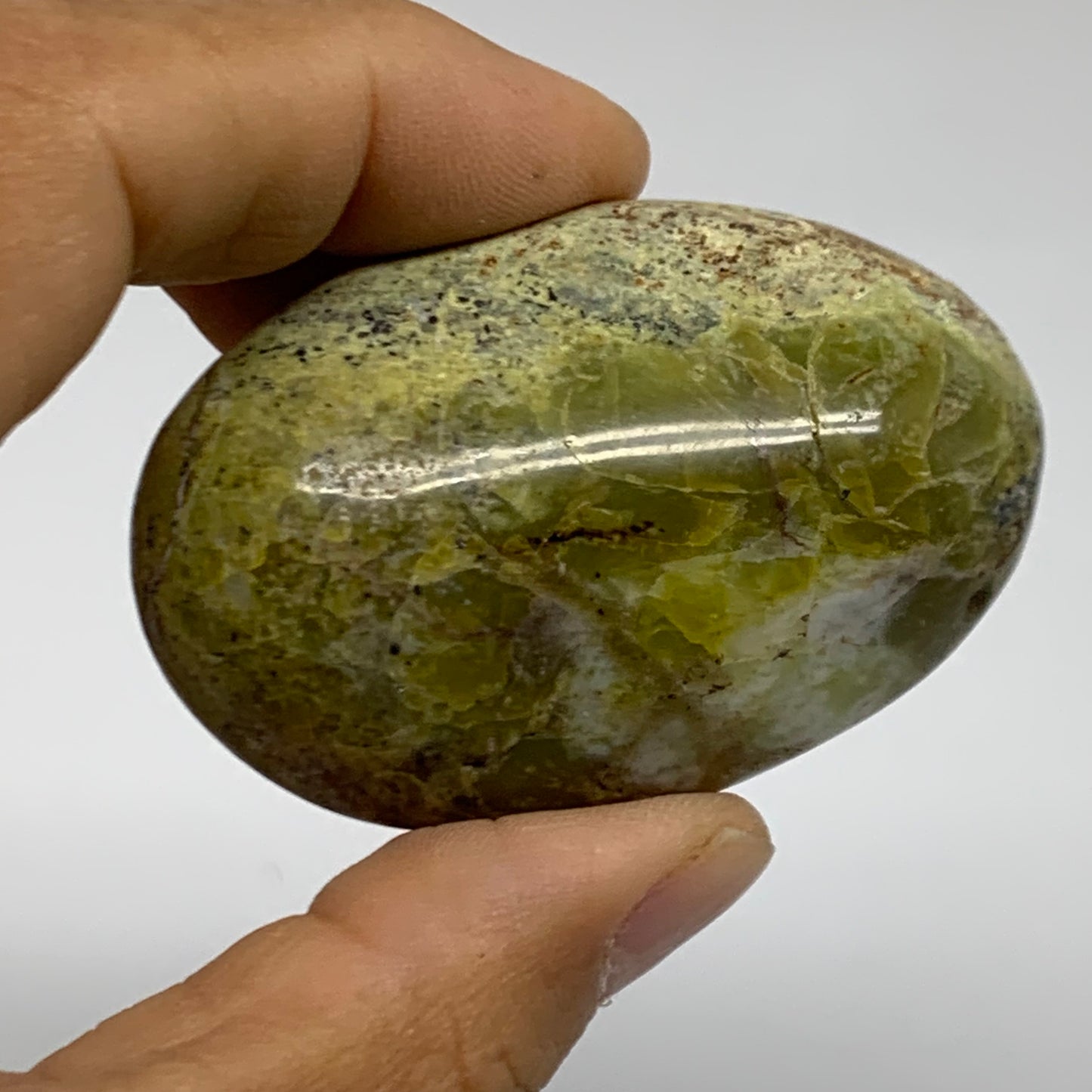 235.8g, 2"-2.2", 3pcs, Green Opal Crystal PalmStone Polished Reiki, B38322