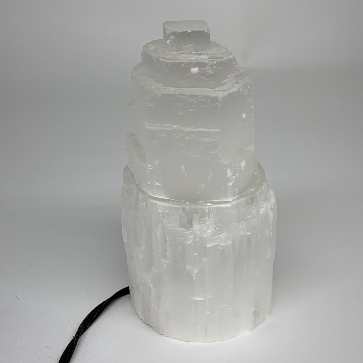 2 lbs, 6"x3", Raw Rough Selenite (Satin Spar) Lamp Tower, 6ft Chord, B35879