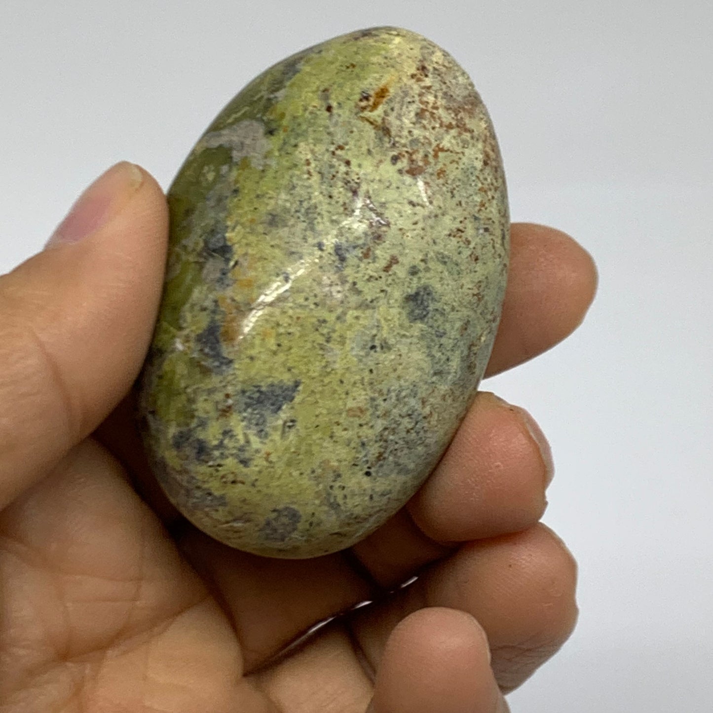 235.8g, 2"-2.2", 3pcs, Green Opal Crystal PalmStone Polished Reiki, B38322