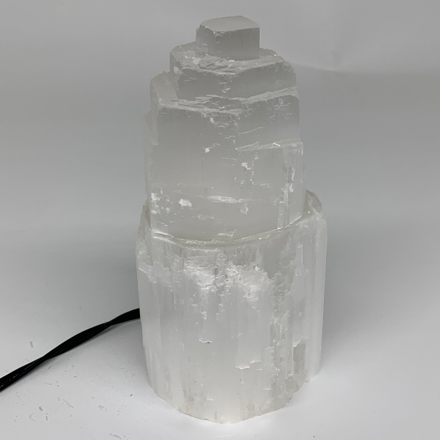 2 lbs, 6"x3", Raw Rough Selenite (Satin Spar) Lamp Tower, 6ft Chord, B35879