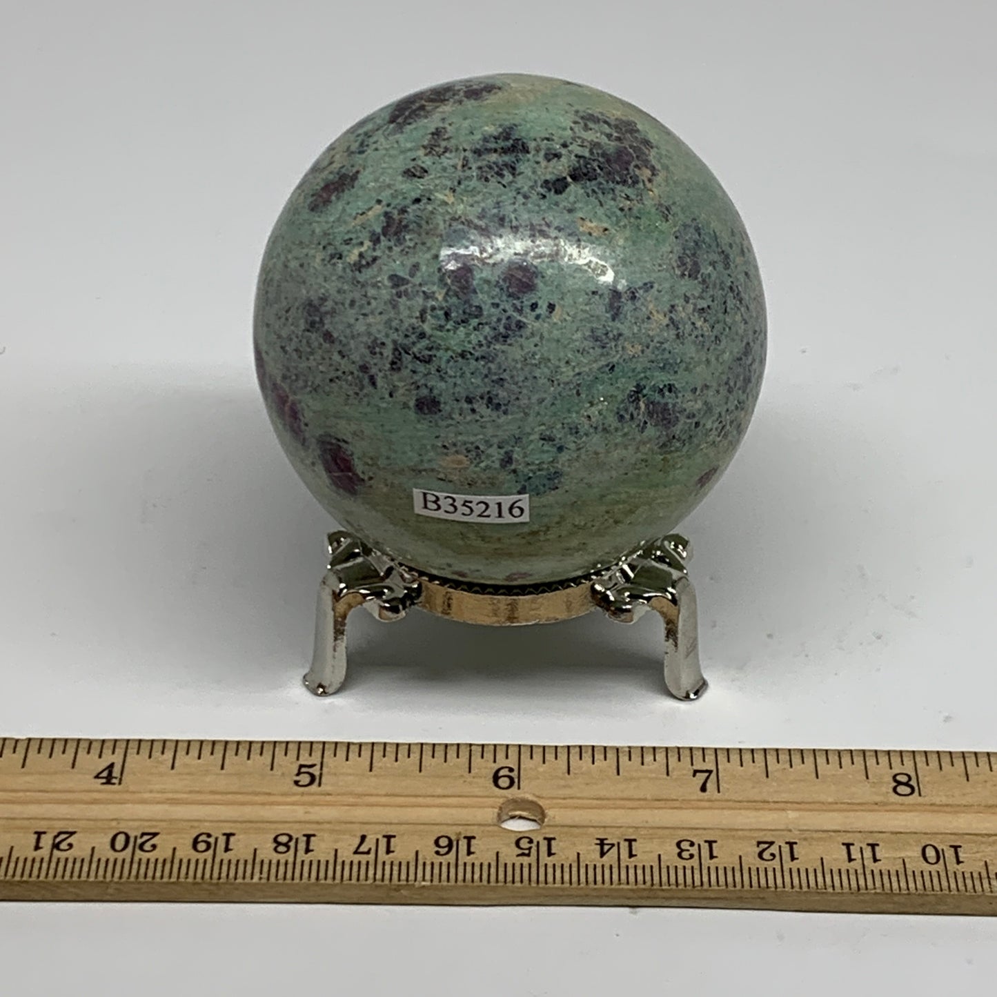 0.98 lbs, 2.6"(65mm), Zoisite with Ruby Sphere Sphere Ball Crystal, B25216