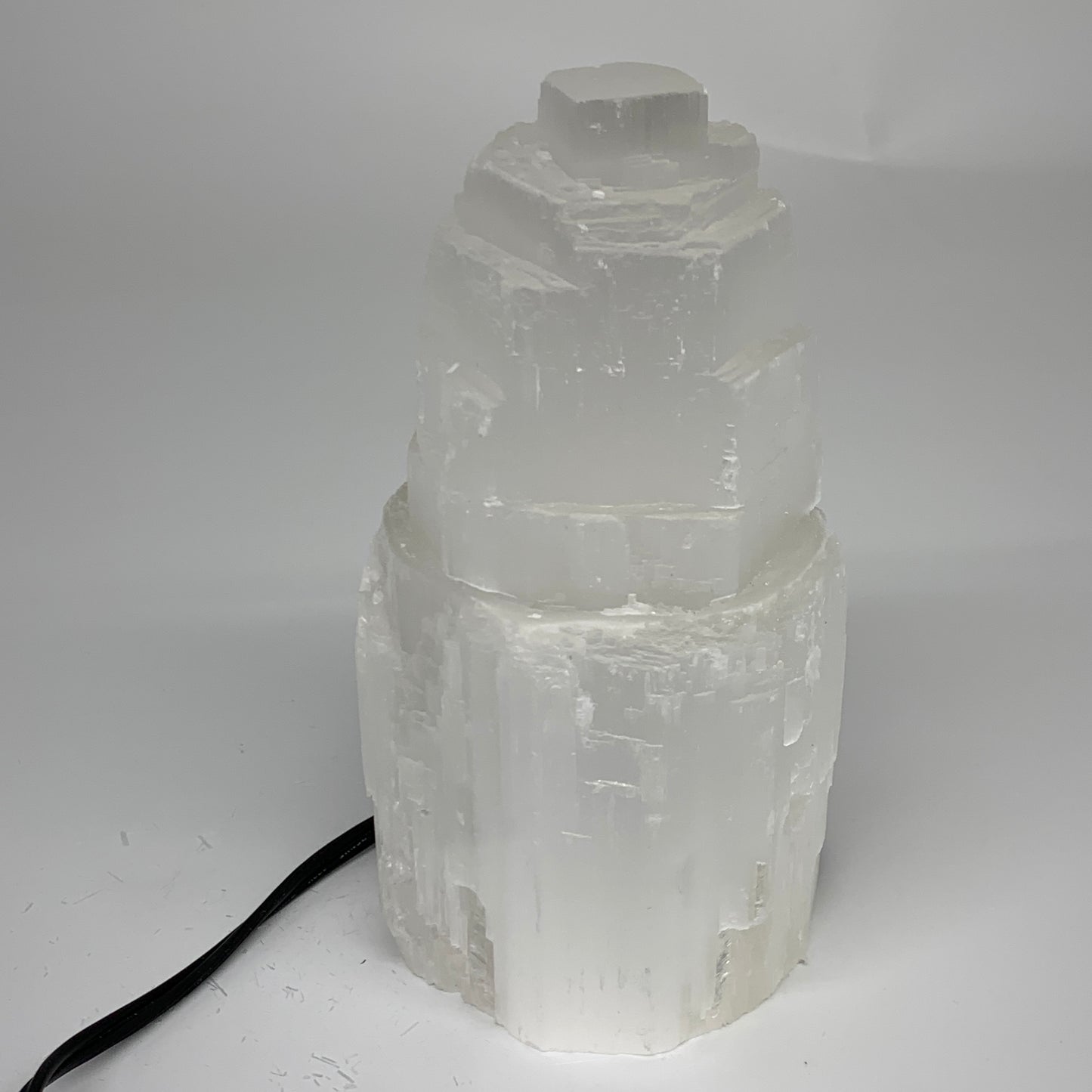 2 lbs, 6"x3", Raw Rough Selenite (Satin Spar) Lamp Tower, 6ft Chord, B35879