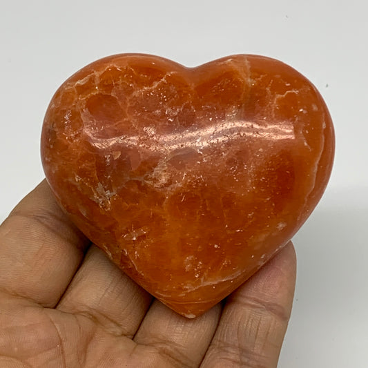 124.7g,2.4"x2.6"x1" Orange Calcite Heart Gemstones from Madagascar, B33804