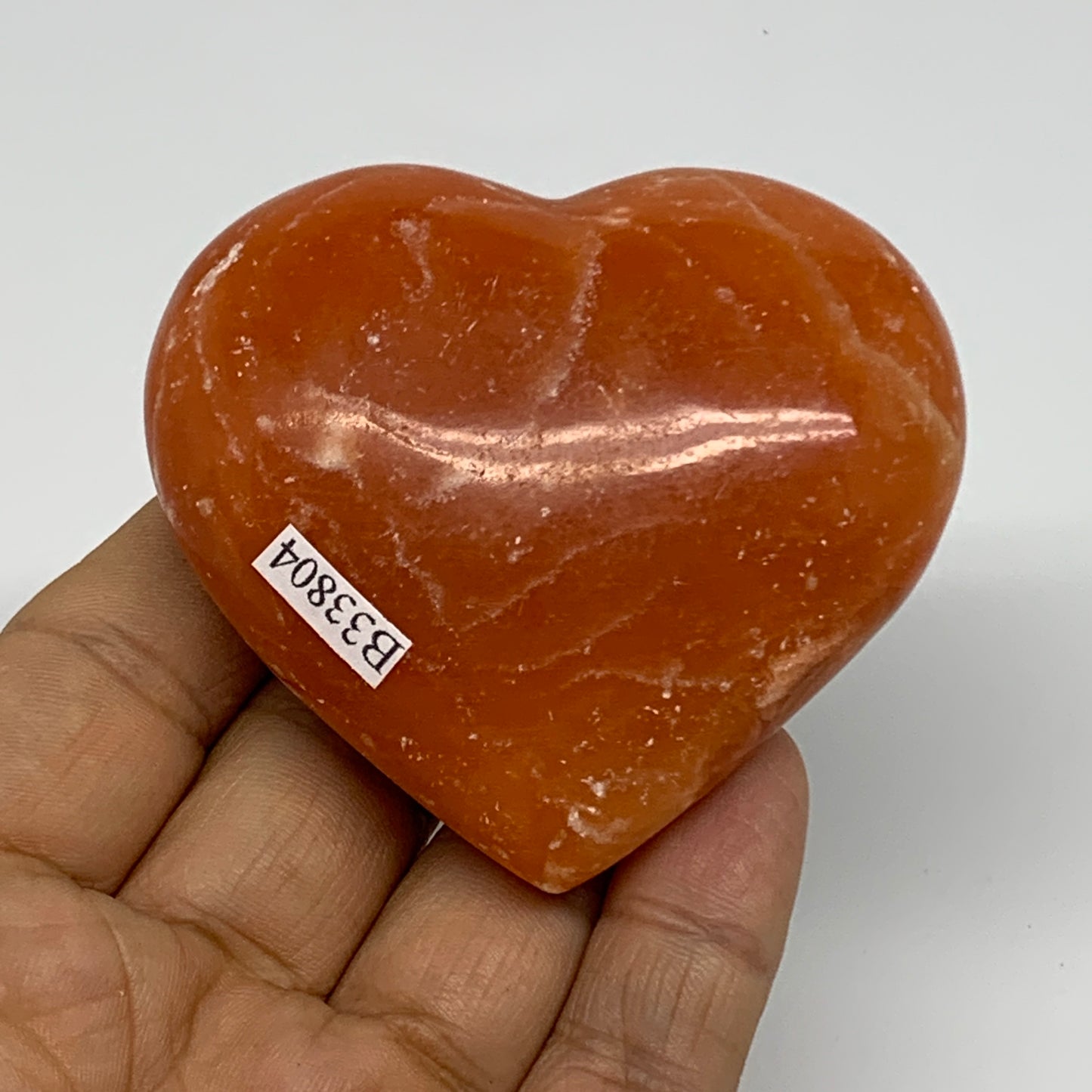 124.7g,2.4"x2.6"x1" Orange Calcite Heart Gemstones from Madagascar, B33804