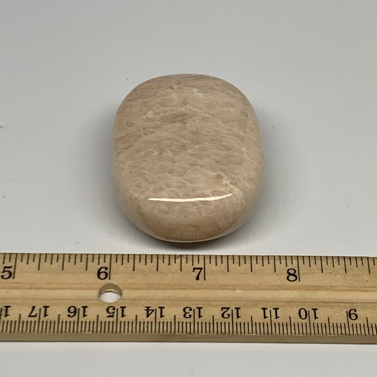 99.4g,2.1"x1.7"x0.9" Peach Moonstone Crystal Palm-Stone Polished Reiki, B27993