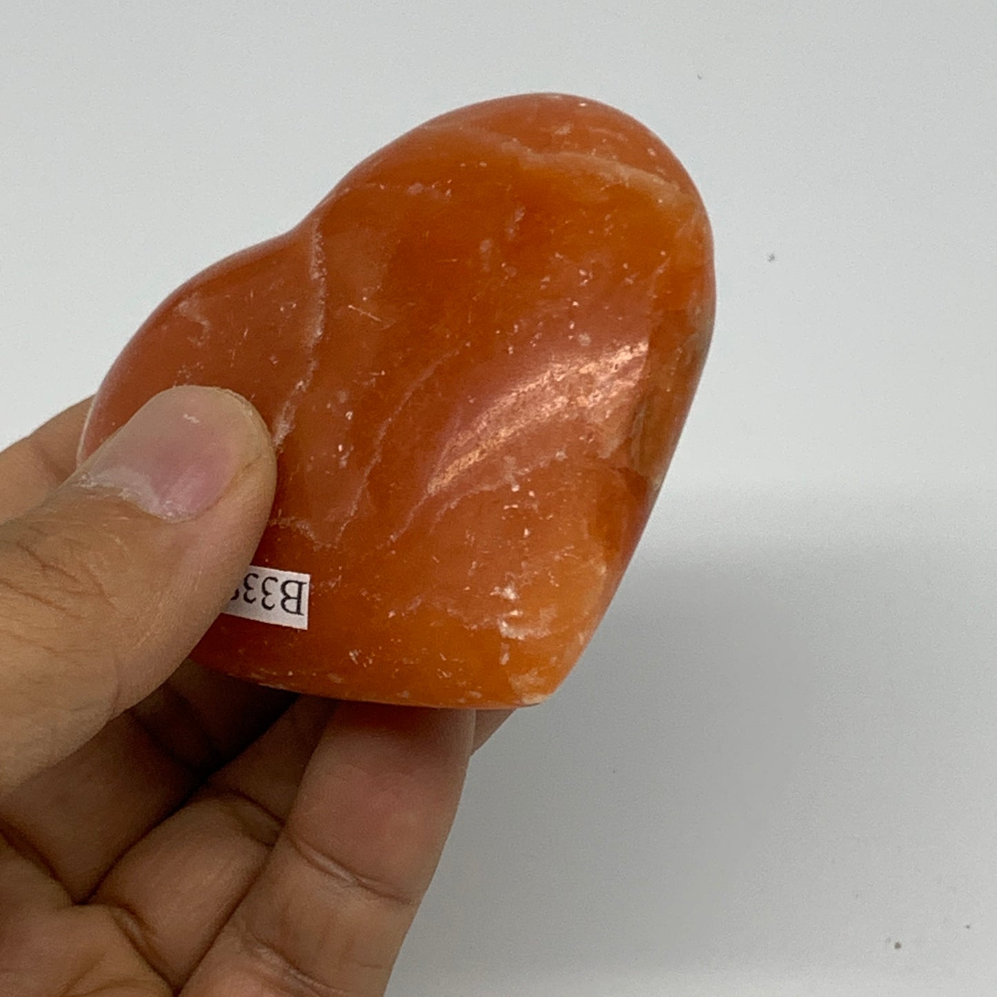 124.7g,2.4"x2.6"x1" Orange Calcite Heart Gemstones from Madagascar, B33804