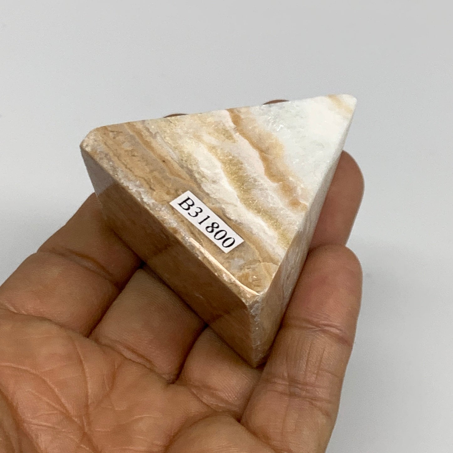 94.6g, 1.9"x1.7"x1.6", Caribbean Calcite Pyramid Gemstone, Crystal, B31800