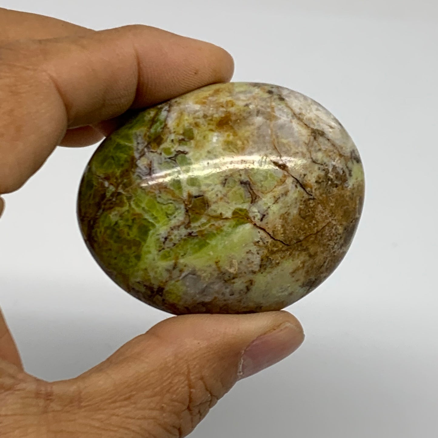 222.2g, 2"-2.2", 3pcs, Green Opal Crystal PalmStone Polished Reiki, B38323