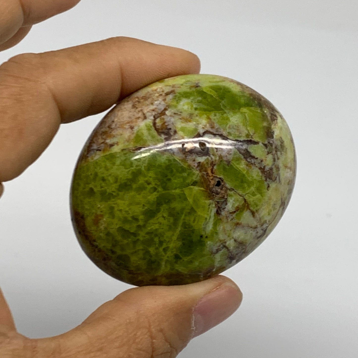 222.2g, 2"-2.2", 3pcs, Green Opal Crystal PalmStone Polished Reiki, B38323