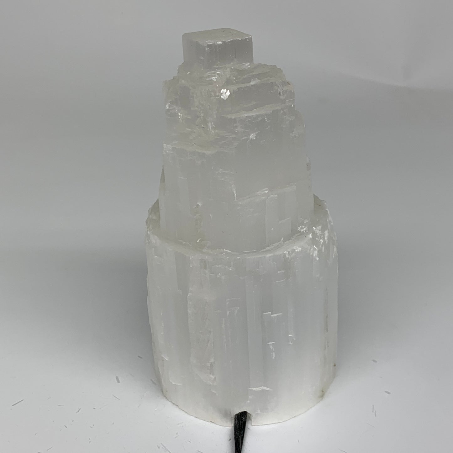 2.1 lbs, 6"x3.1", Raw Rough Selenite (Satin Spar) Lamp Tower, 6ft Chord, B35880