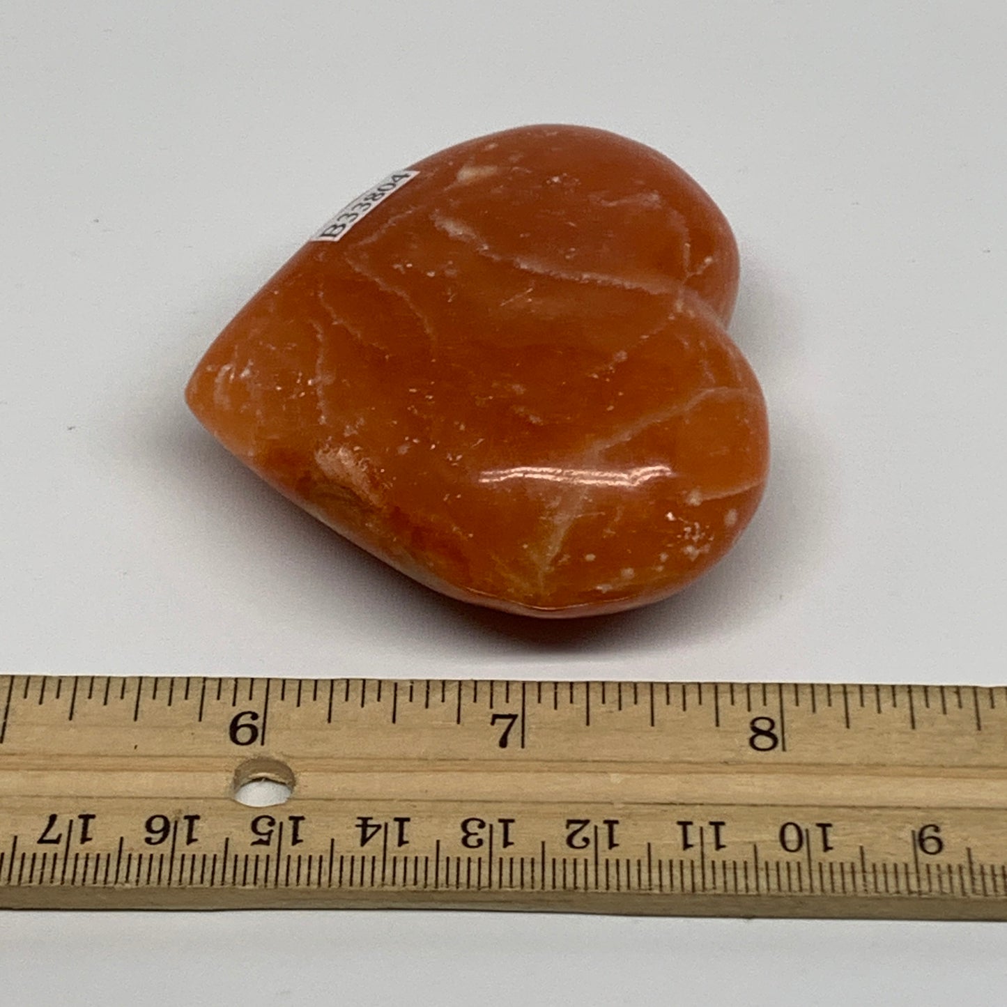 124.7g,2.4"x2.6"x1" Orange Calcite Heart Gemstones from Madagascar, B33804