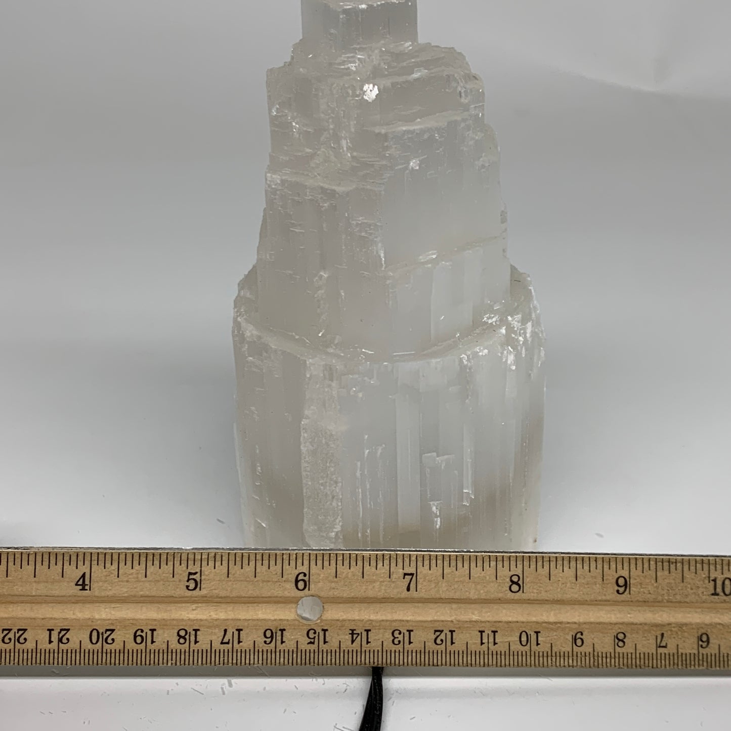 2.1 lbs, 6"x3.1", Raw Rough Selenite (Satin Spar) Lamp Tower, 6ft Chord, B35880