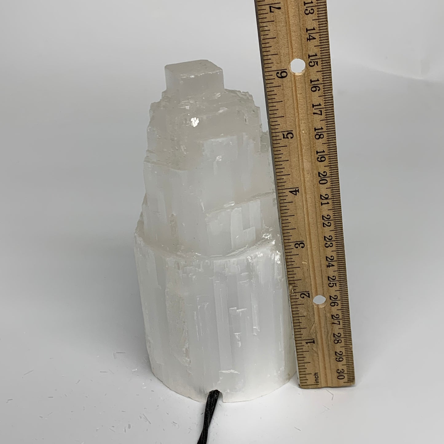 2.1 lbs, 6"x3.1", Raw Rough Selenite (Satin Spar) Lamp Tower, 6ft Chord, B35880