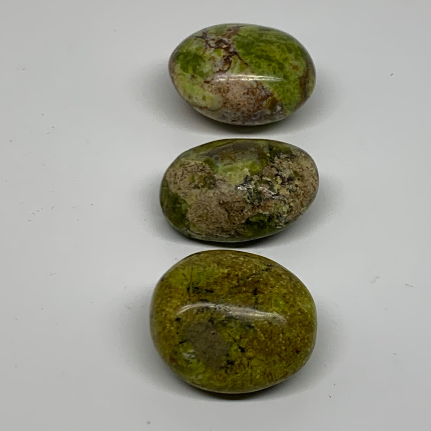 222.2g, 2"-2.2", 3pcs, Green Opal Crystal PalmStone Polished Reiki, B38323