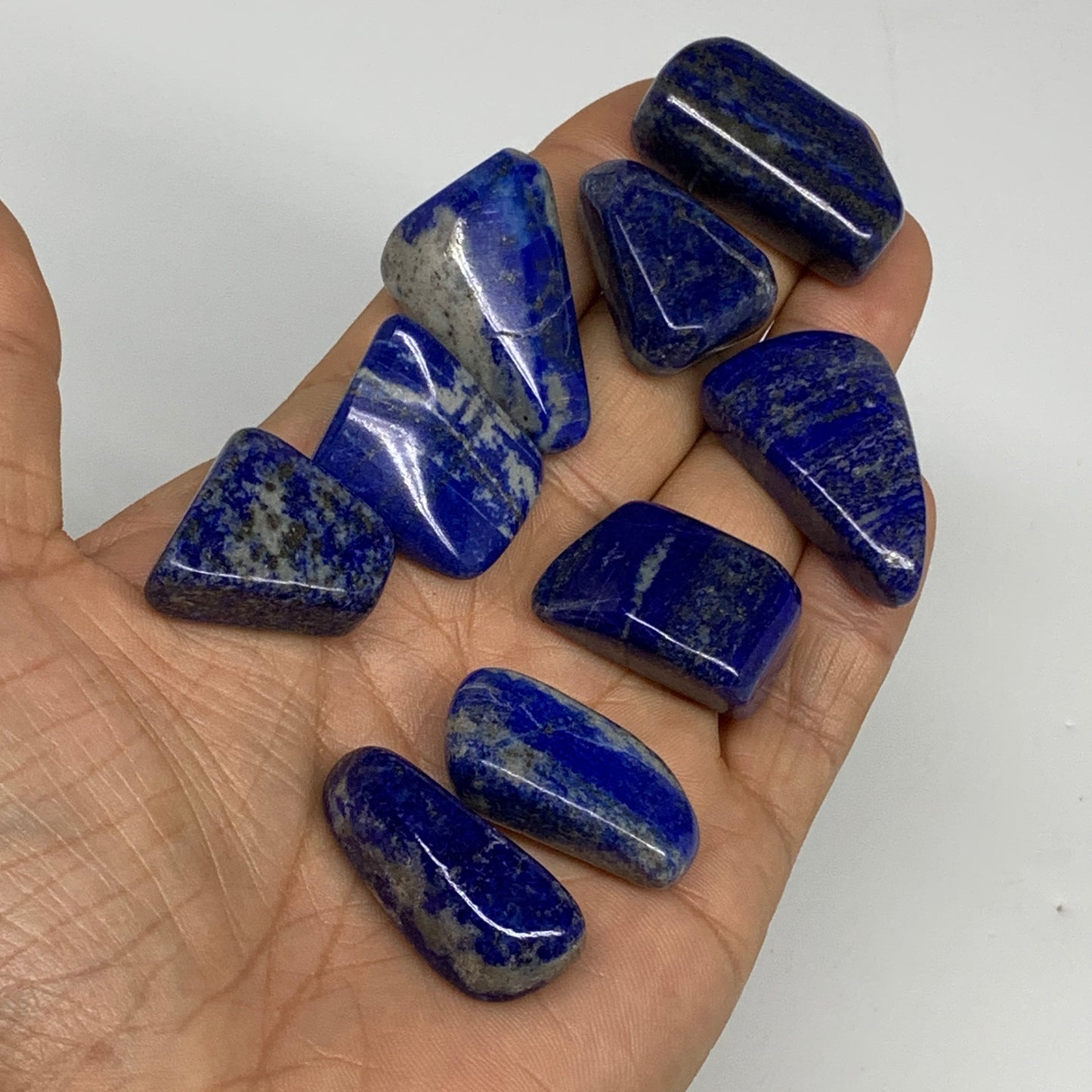 114.1g,0.8"-1.3", 9pcs, Natural Lapis Lazuli Tumbled Stone @Afghanistan, B30264