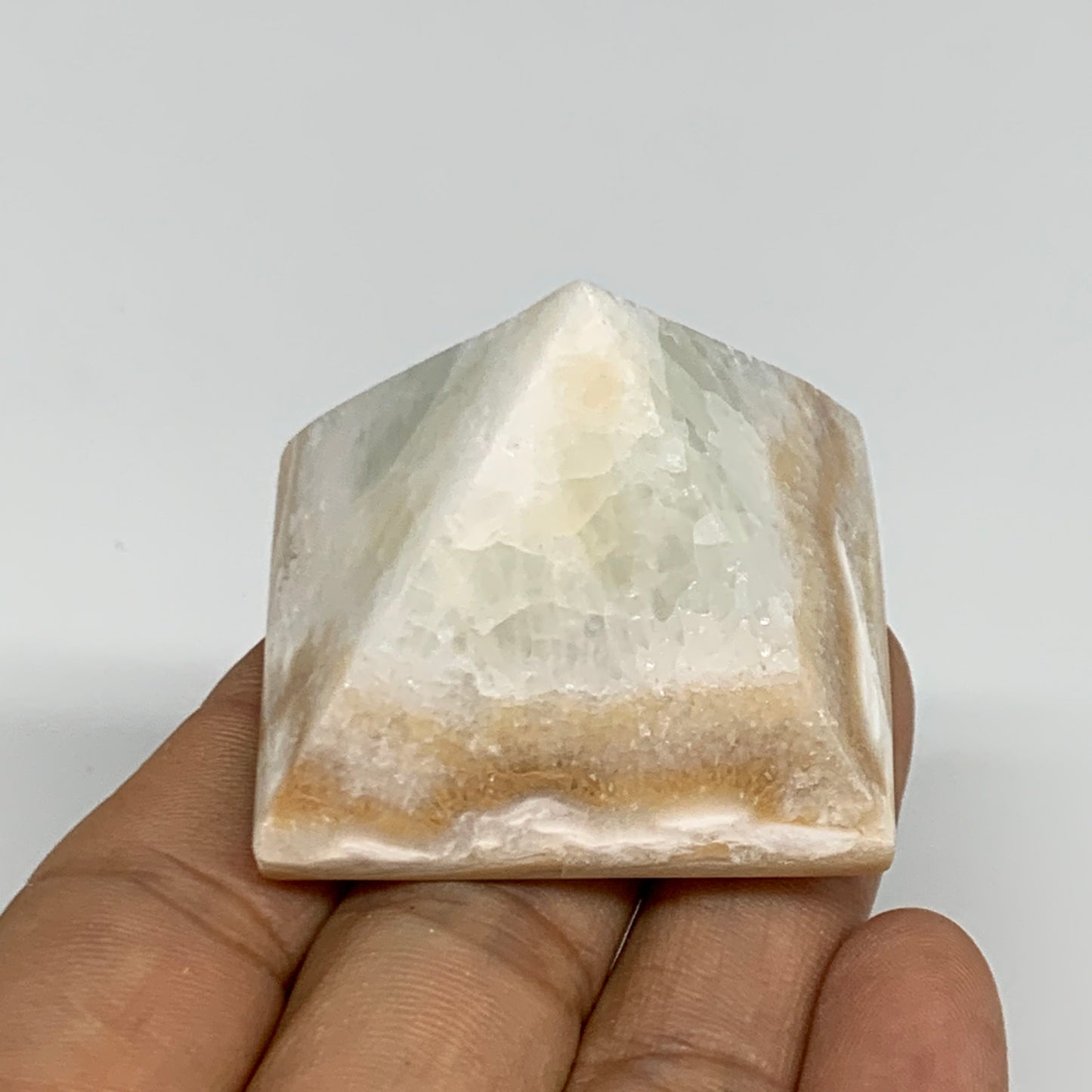 76.2g, 1.4"x1.7"x1.7", Caribbean Calcite Pyramid Gemstone, Crystal, B31801