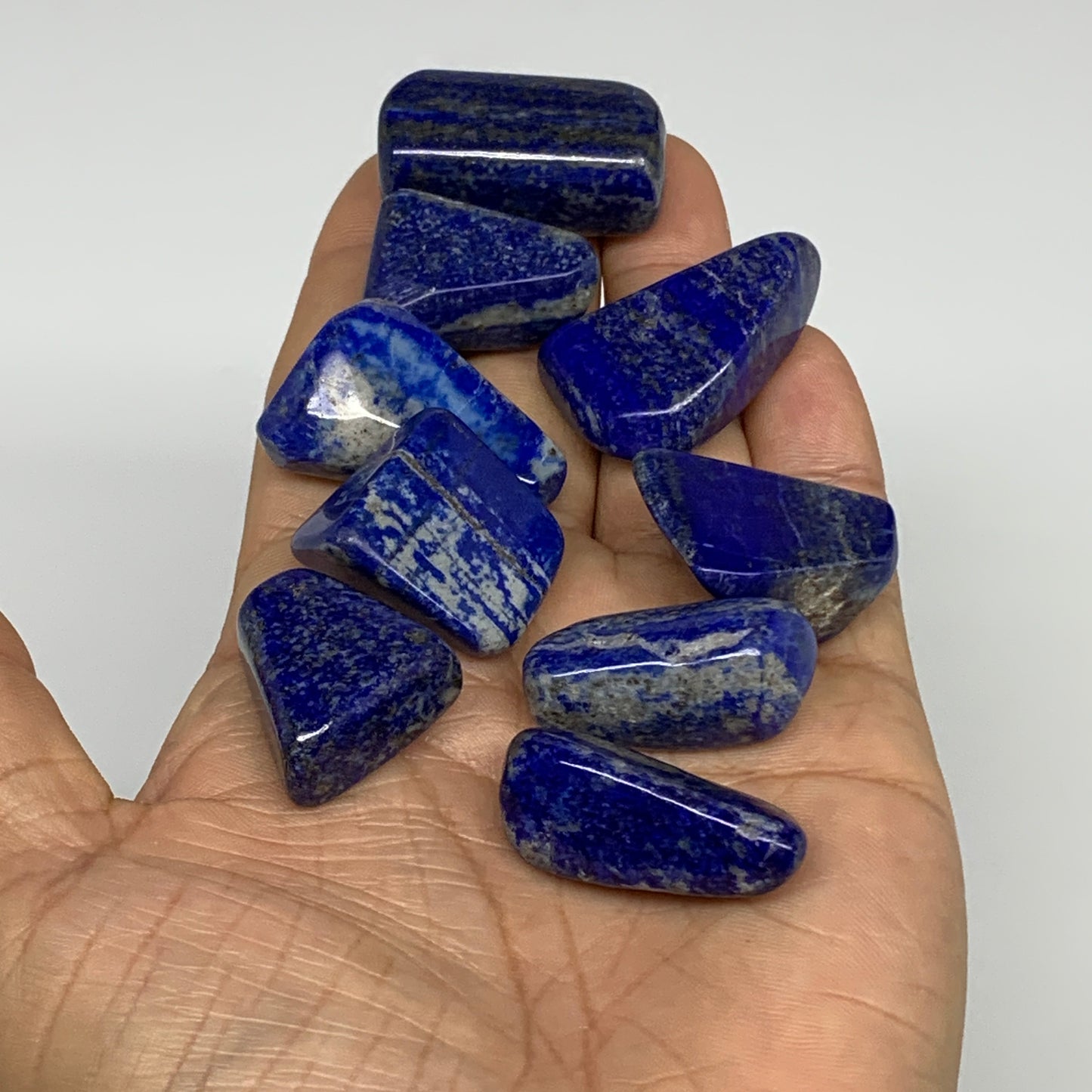 114.1g,0.8"-1.3", 9pcs, Natural Lapis Lazuli Tumbled Stone @Afghanistan, B30264