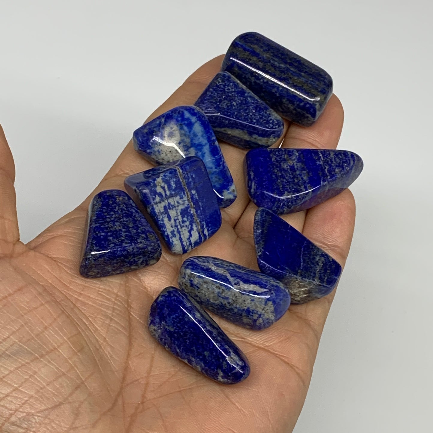 114.1g,0.8"-1.3", 9pcs, Natural Lapis Lazuli Tumbled Stone @Afghanistan, B30264