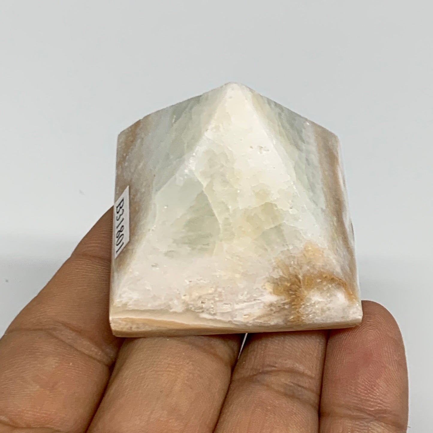 76.2g, 1.4"x1.7"x1.7", Caribbean Calcite Pyramid Gemstone, Crystal, B31801
