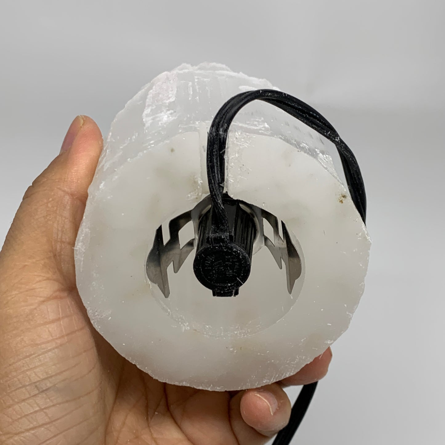 2.1 lbs, 6"x3.1", Raw Rough Selenite (Satin Spar) Lamp Tower, 6ft Chord, B35880