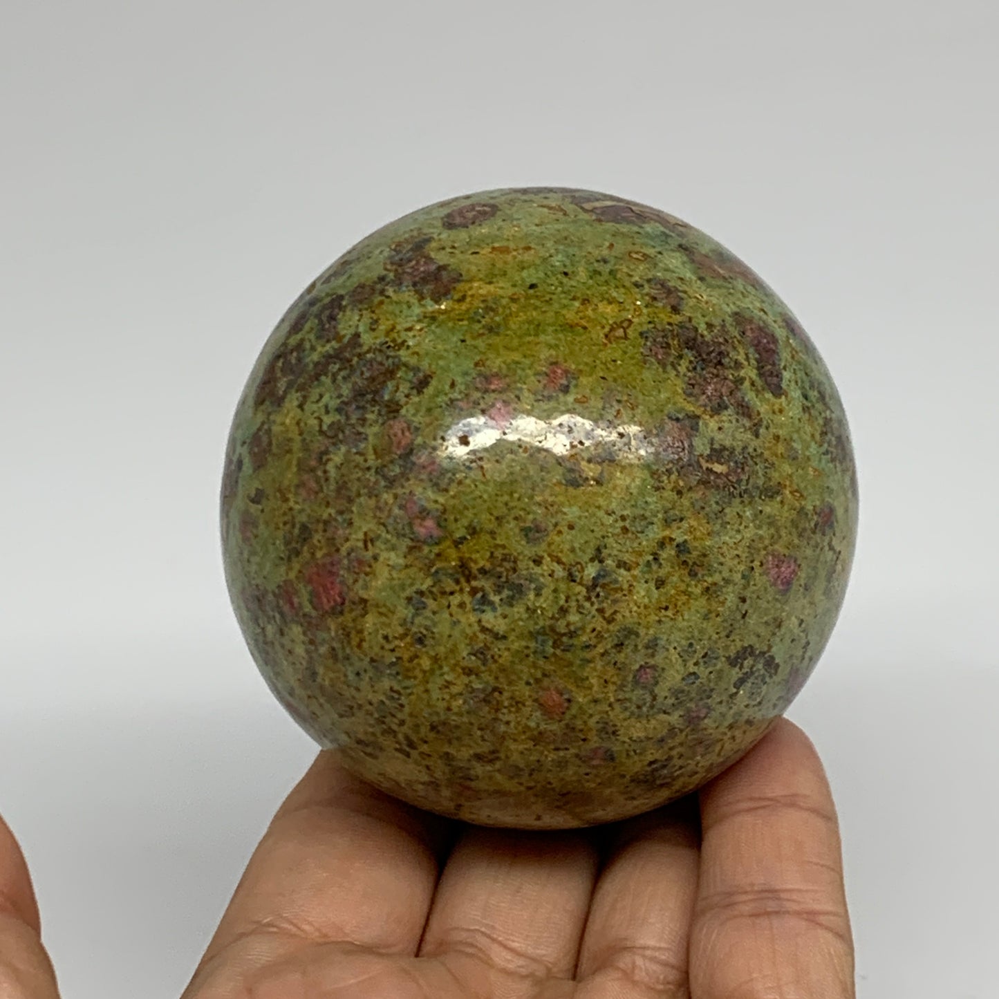 1.15 lbs, 2.7"(69mm), Zoisite with Ruby Sphere Sphere Ball Crystal, B25218