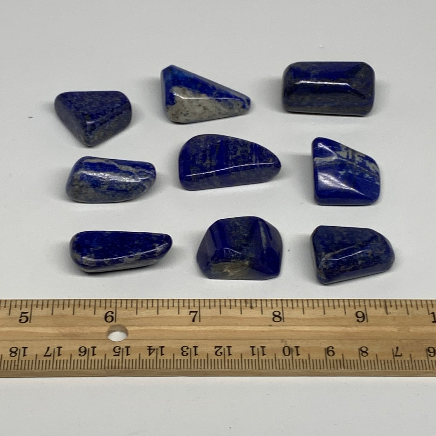 114.1g,0.8"-1.3", 9pcs, Natural Lapis Lazuli Tumbled Stone @Afghanistan, B30264