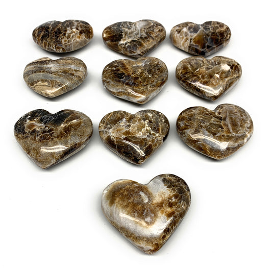 833g 1.84 lbs) ,10 pcs, 1.9"- 2.1", Gray Onxy Hearts from Morocco, B27247