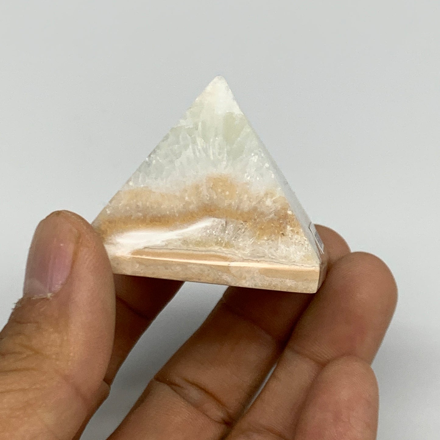 76.2g, 1.4"x1.7"x1.7", Caribbean Calcite Pyramid Gemstone, Crystal, B31801