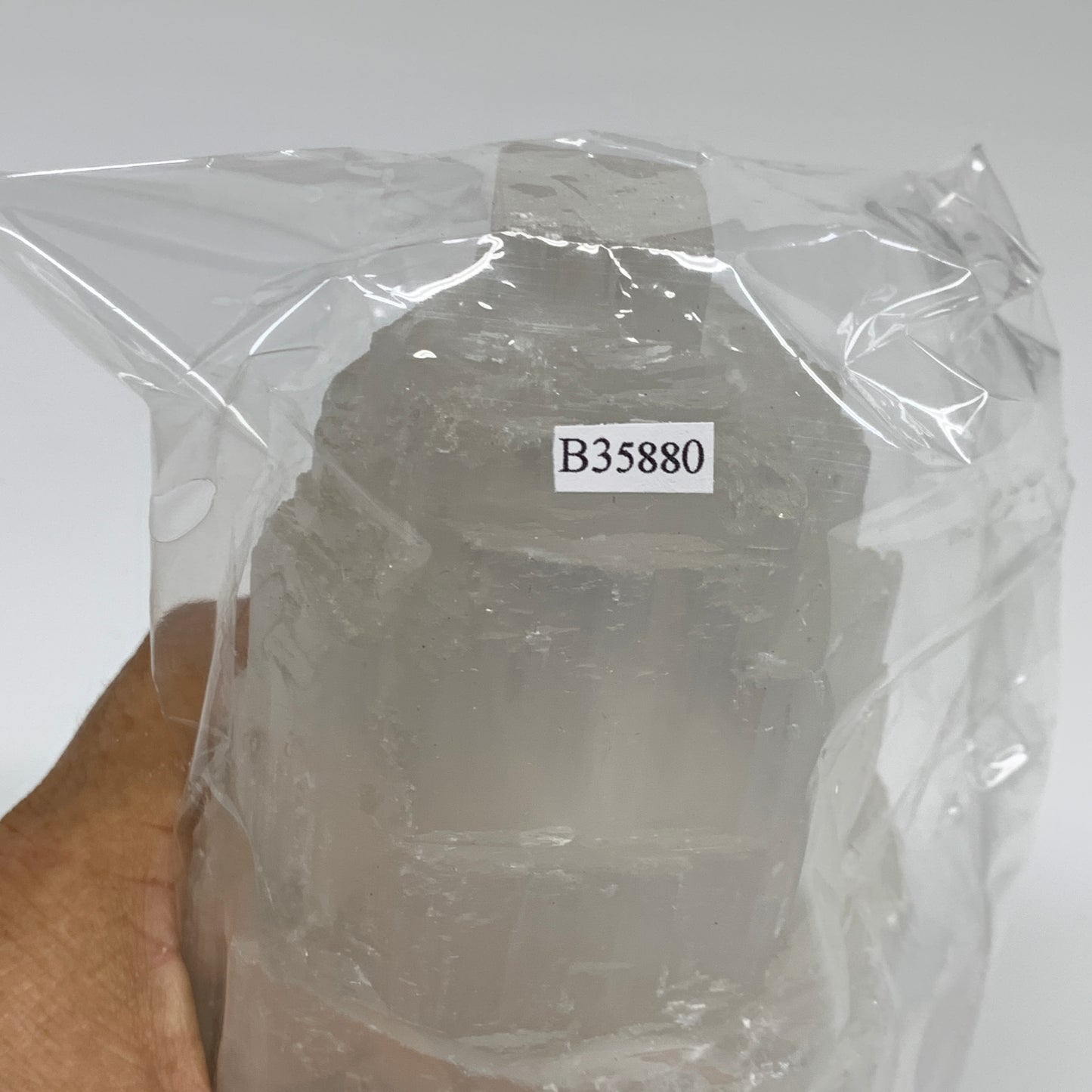 2.1 lbs, 6"x3.1", Raw Rough Selenite (Satin Spar) Lamp Tower, 6ft Chord, B35880