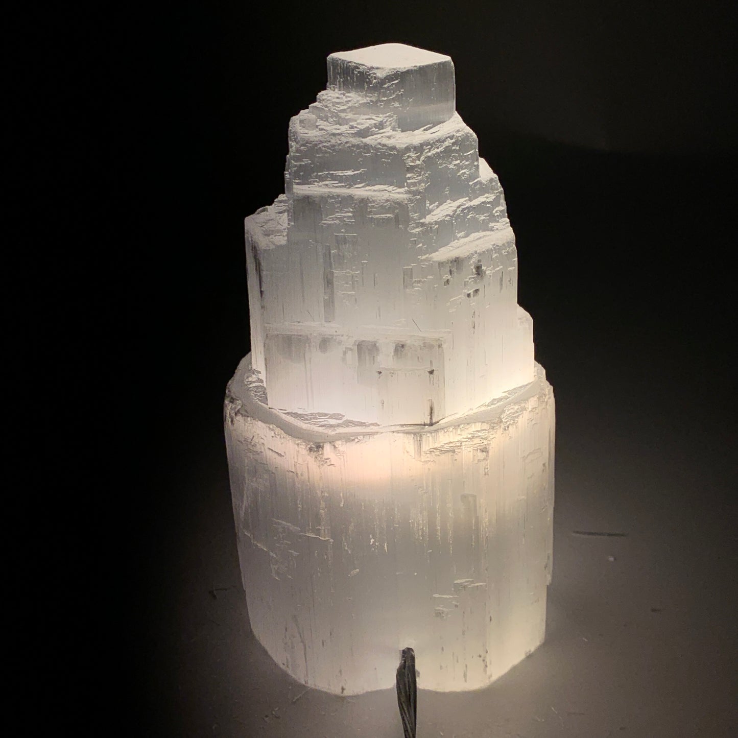 2 lbs, 6"x3", Raw Rough Selenite (Satin Spar) Lamp Tower, 6ft Chord, B35881