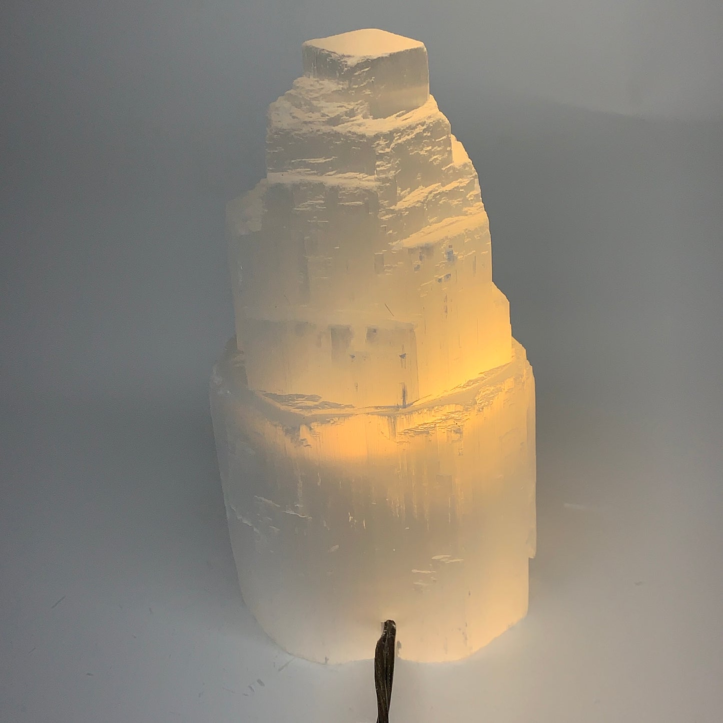 2 lbs, 6"x3", Raw Rough Selenite (Satin Spar) Lamp Tower, 6ft Chord, B35881