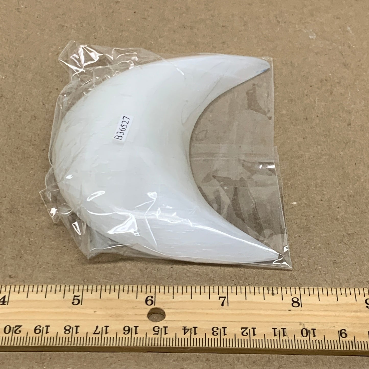 193g, 4.4"x2.1"x0.9", Selenite Crescent Moon Crystal (Satin Spar), B36527