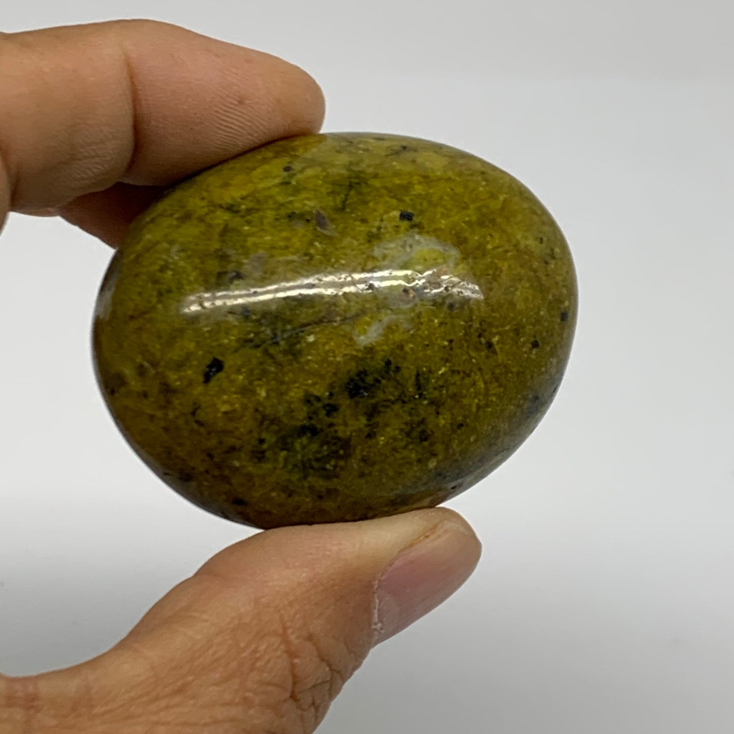 209.9g, 2"-2.1", 3pcs, Green Opal Crystal PalmStone Polished Reiki, B38324