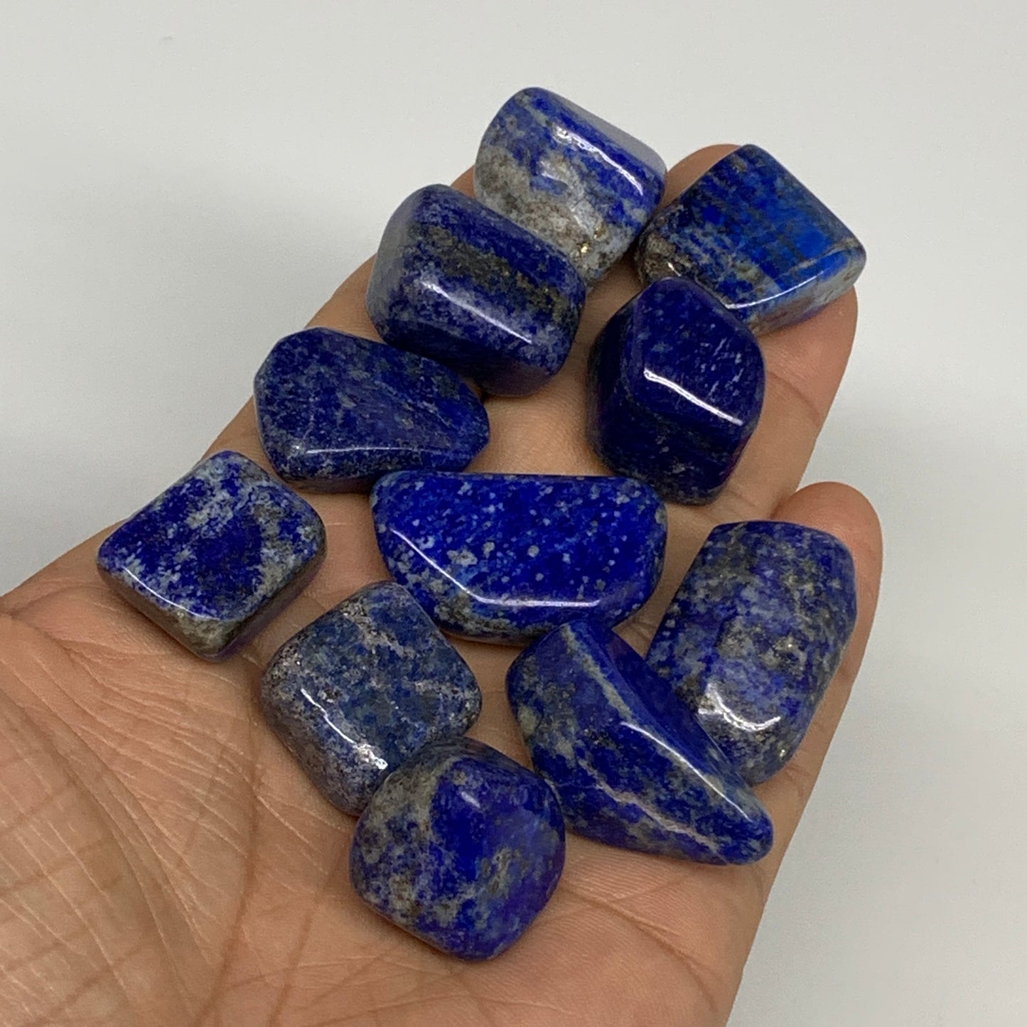 129.9g,0.6"-1.2", 11pcs, Natural Lapis Lazuli Tumbled Stone @Afghanistan, B30265