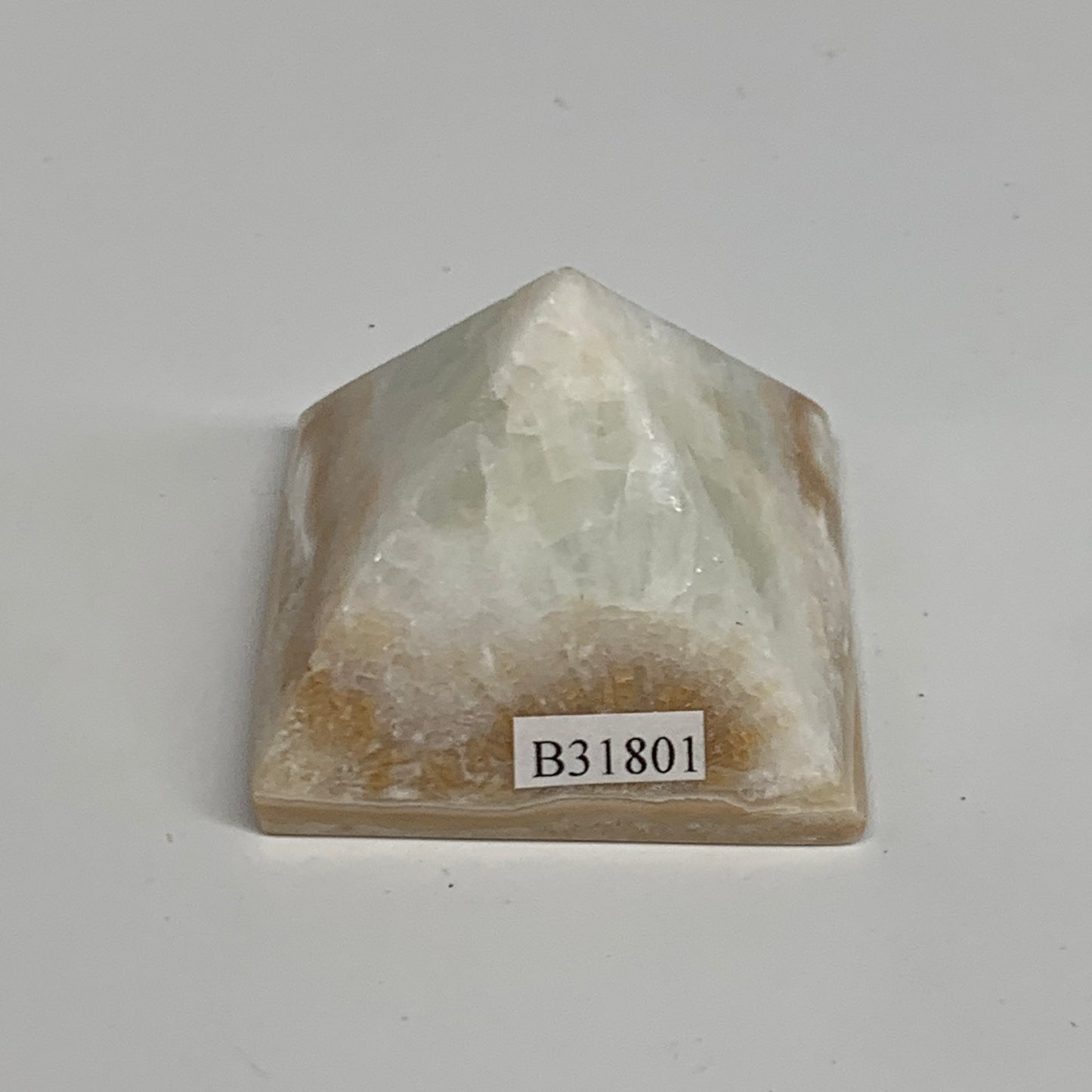 76.2g, 1.4"x1.7"x1.7", Caribbean Calcite Pyramid Gemstone, Crystal, B31801