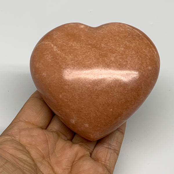 0.88 lbs, 3.2"x3.4"x1.6", Pink Peach Moonstone Heart Crystal Polished, B30997