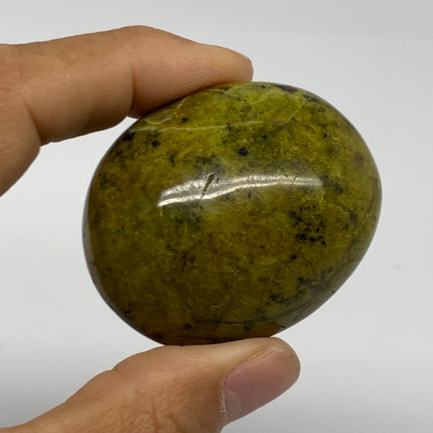 209.9g, 2"-2.1", 3pcs, Green Opal Crystal PalmStone Polished Reiki, B38324