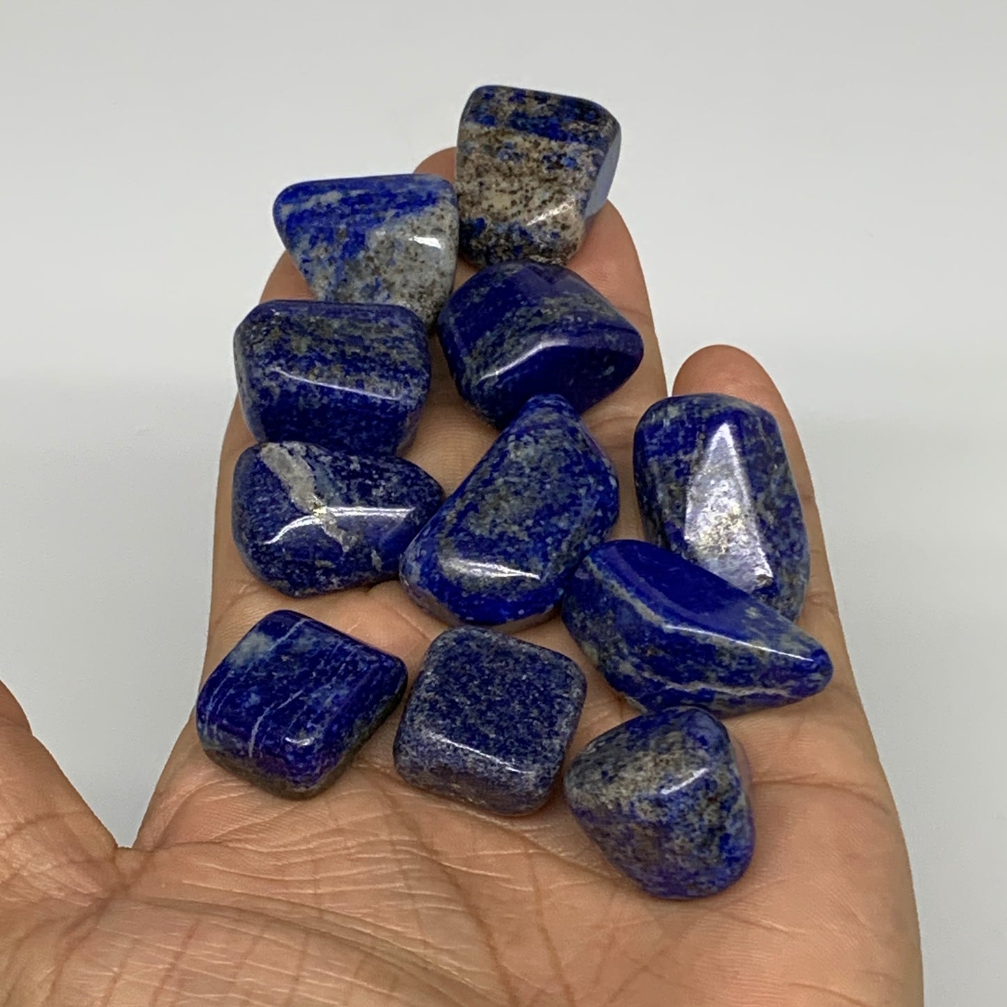 129.9g,0.6"-1.2", 11pcs, Natural Lapis Lazuli Tumbled Stone @Afghanistan, B30265