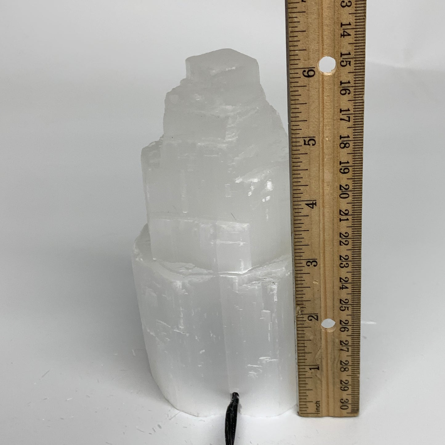 2 lbs, 6"x3", Raw Rough Selenite (Satin Spar) Lamp Tower, 6ft Chord, B35881