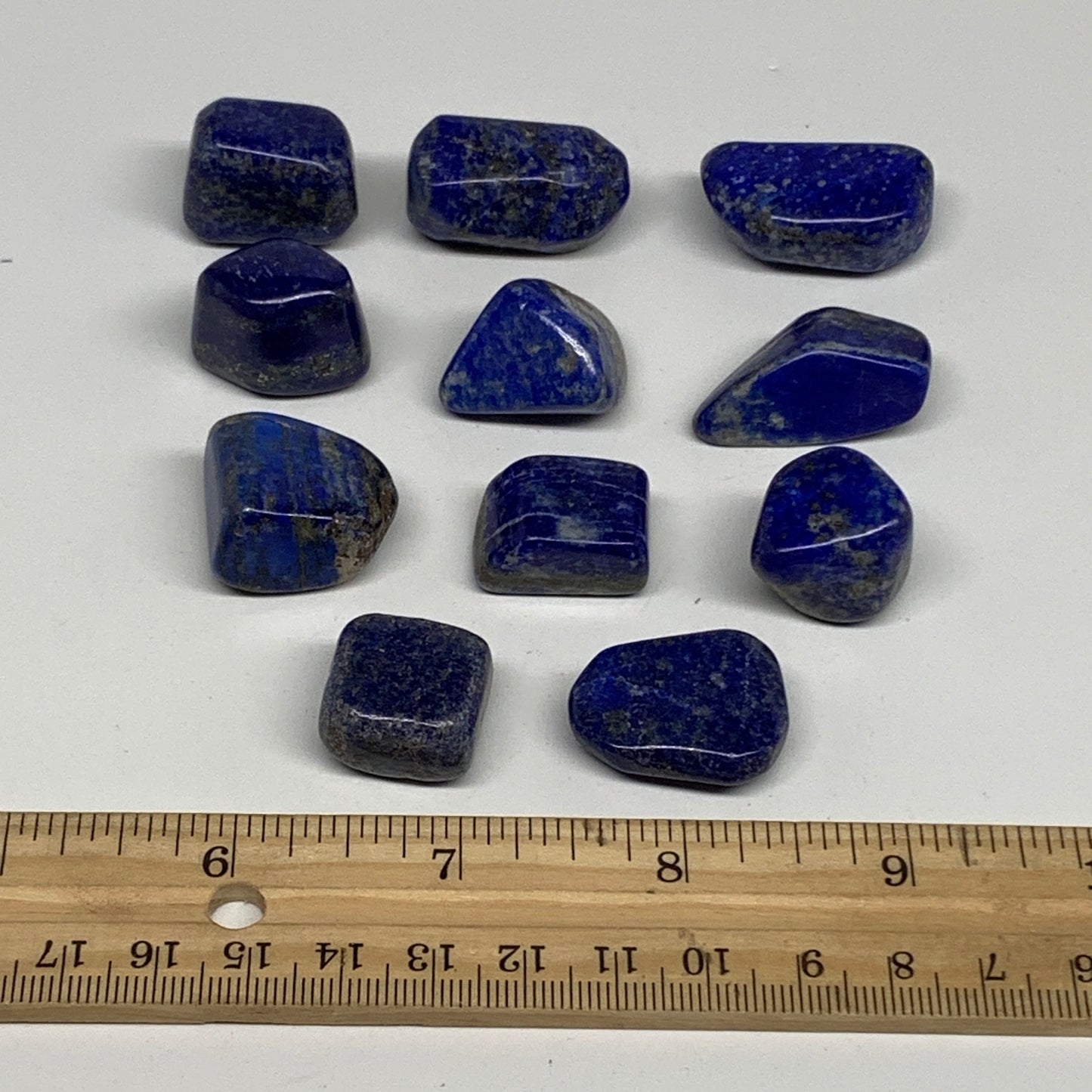 129.9g,0.6"-1.2", 11pcs, Natural Lapis Lazuli Tumbled Stone @Afghanistan, B30265
