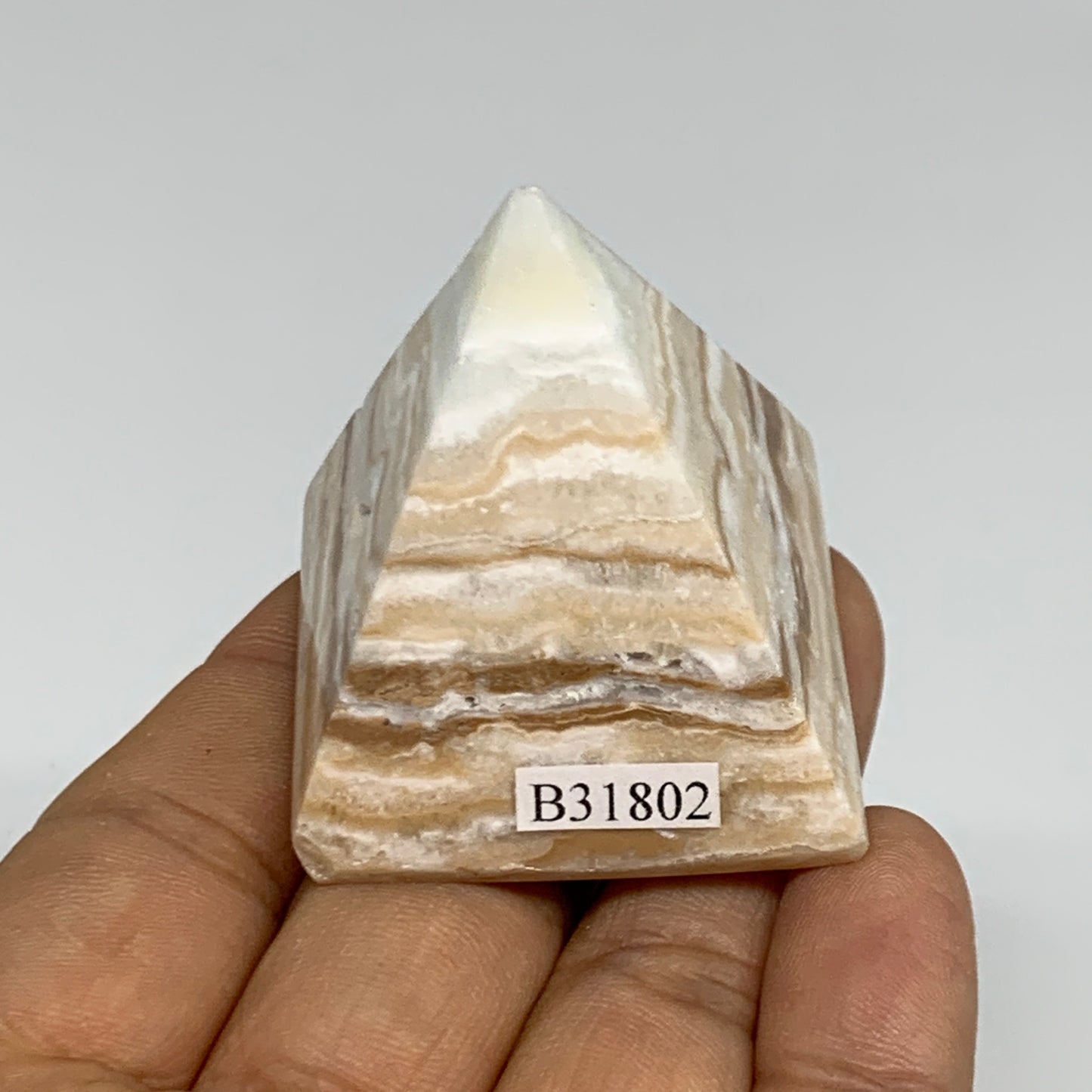 71.9g, 1.6"x1.6"x1.5", Caribbean Calcite Pyramid Gemstone, Crystal, B31802