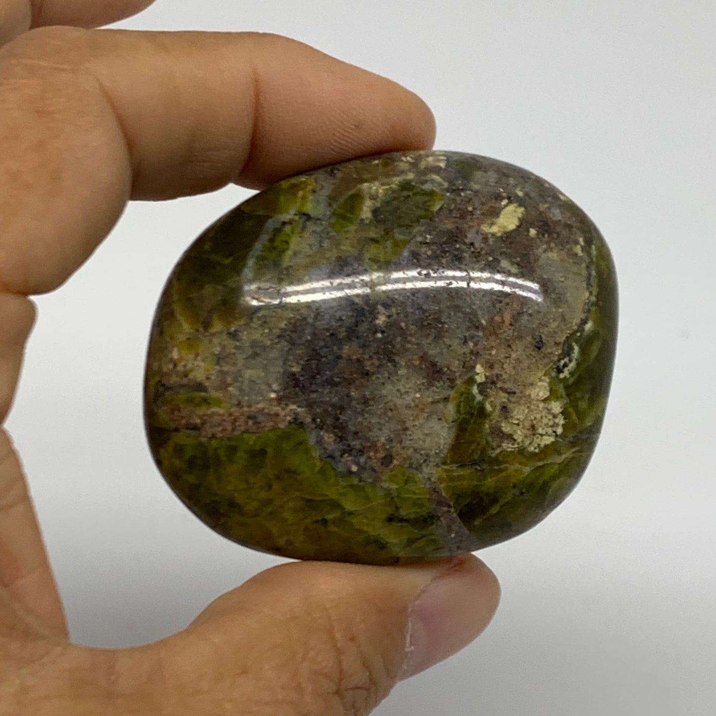 209.9g, 2"-2.1", 3pcs, Green Opal Crystal PalmStone Polished Reiki, B38324