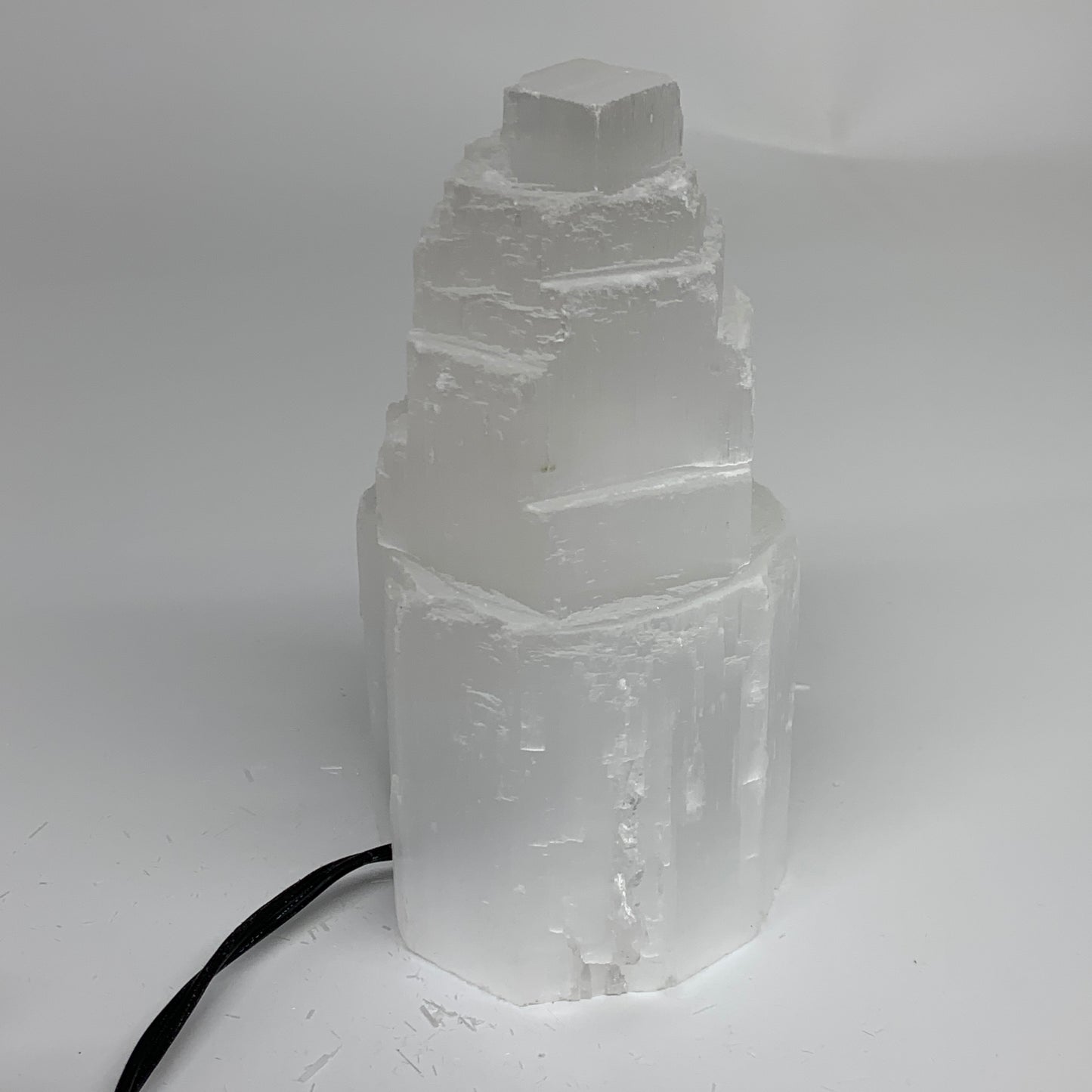 2 lbs, 6"x3", Raw Rough Selenite (Satin Spar) Lamp Tower, 6ft Chord, B35881