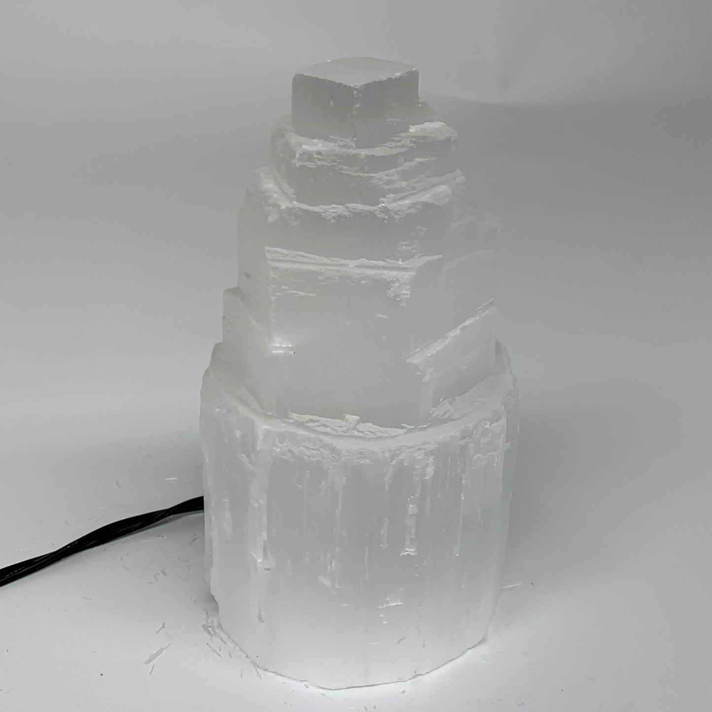 2 lbs, 6"x3", Raw Rough Selenite (Satin Spar) Lamp Tower, 6ft Chord, B35881