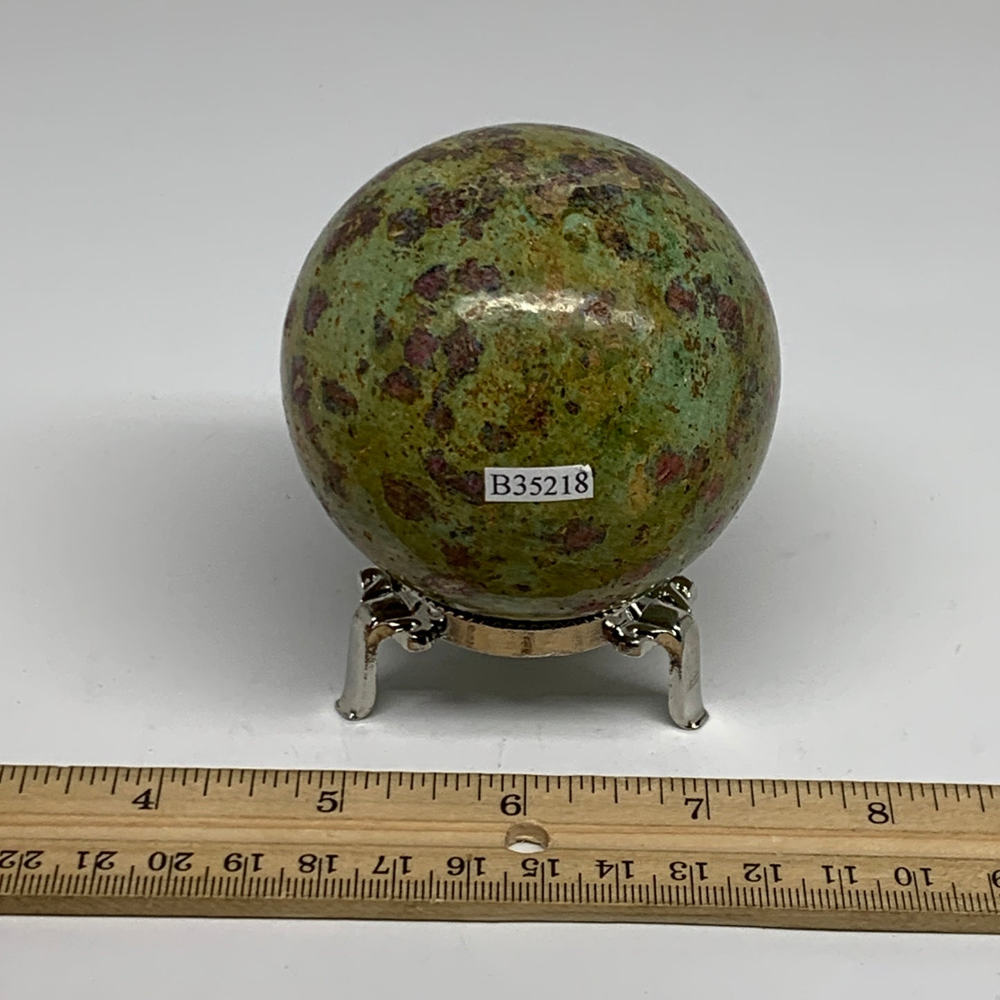 1.15 lbs, 2.7"(69mm), Zoisite with Ruby Sphere Sphere Ball Crystal, B25218